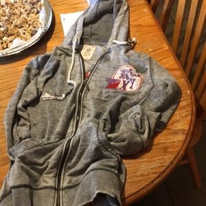 Retro embroidered zip up sweatshirt